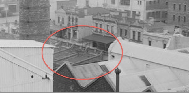 Image from CUB rooftop 1920s showing Swanston Street