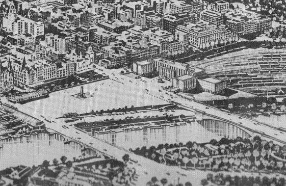 Neville Hollinshed's design for Melbourne rail yards.