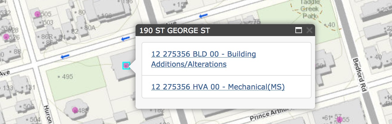 Toronto map-based permit search