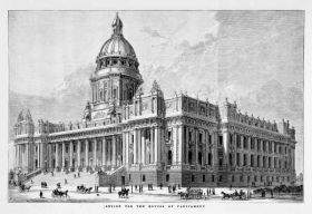 wikipedia image of parliament house victoria australia, with unbuilt dome.