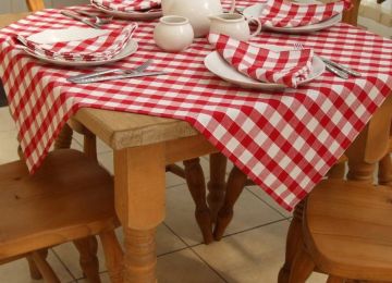 rotated gingham tablecloth